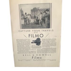 Vintage 1930 Bell & Howell Filmo Capture Your Travels Ad Advertisement